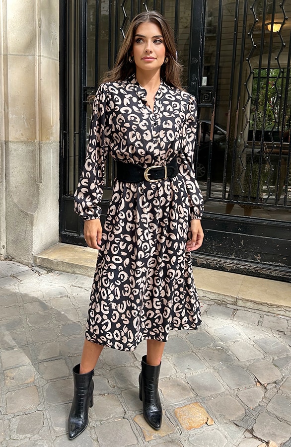 Midi Jurk Met Knopen Leopard – shoparchief, foto 5