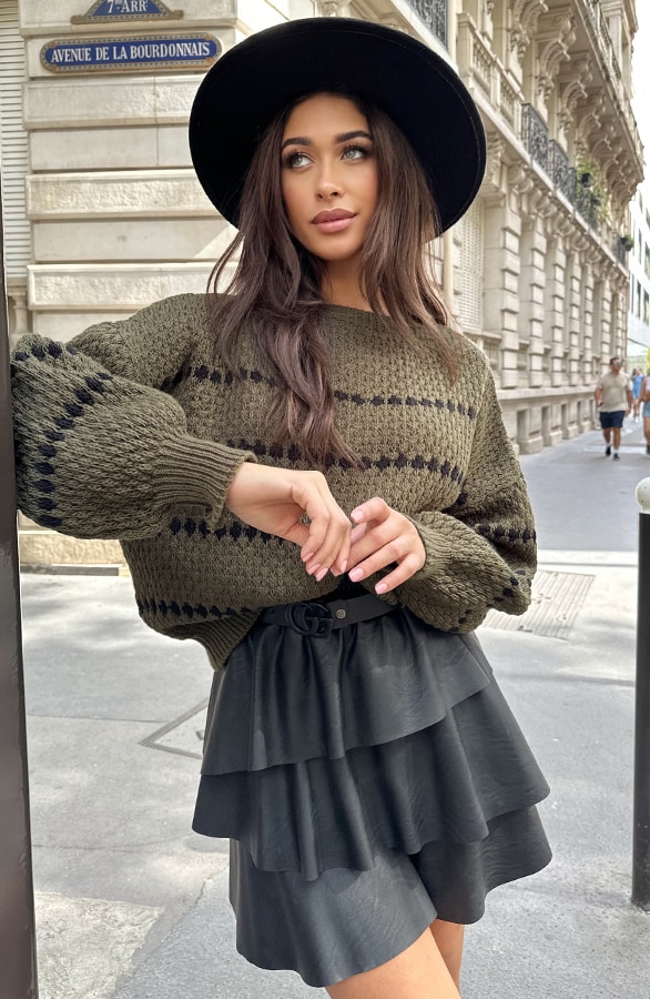 Oversized Stipjes Trui Army – shoparchief, foto 6