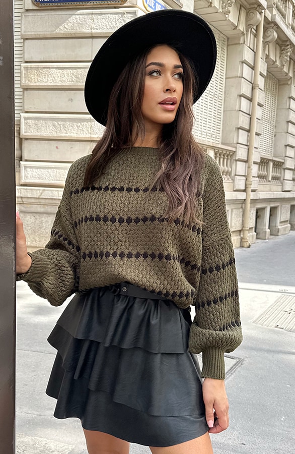 Oversized Stipjes Trui Army – shoparchief, foto 8