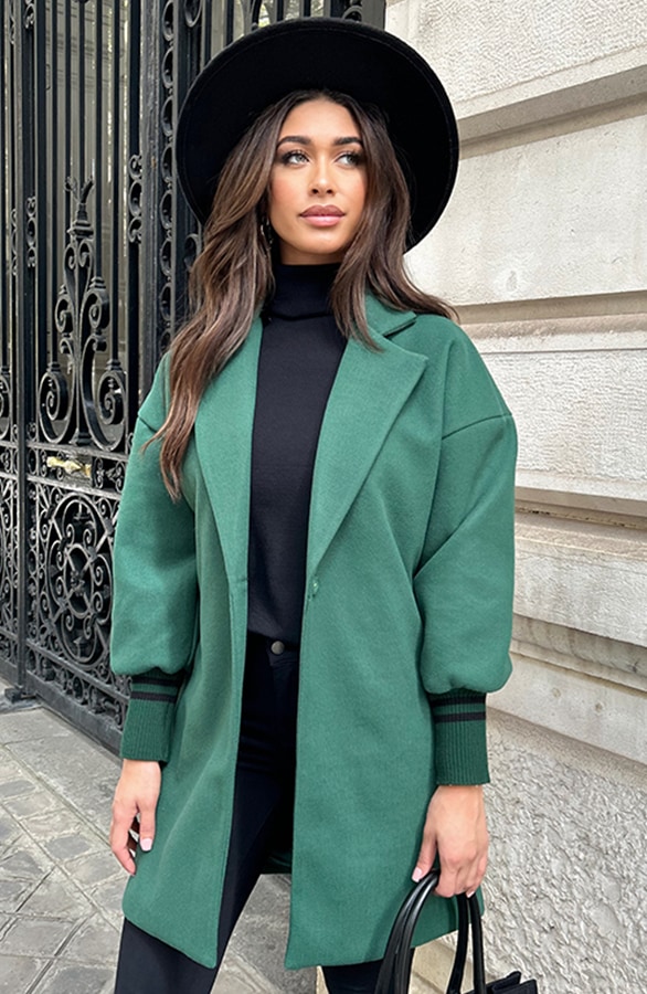 Oversized Stripe Coat Smaragd – shoparchief, foto 3