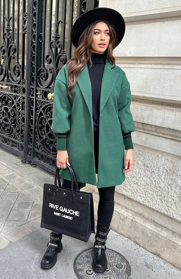 Oversized Stripe Coat Smaragd – shoparchief, foto 7