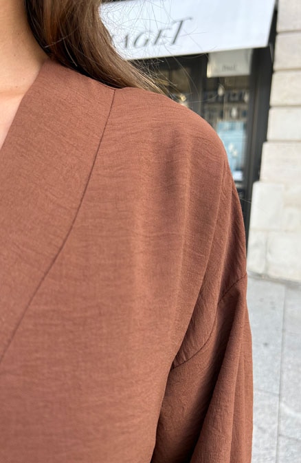 Palermo Pocket Jurk Long Sleeve Cognac – shoparchief, foto 5