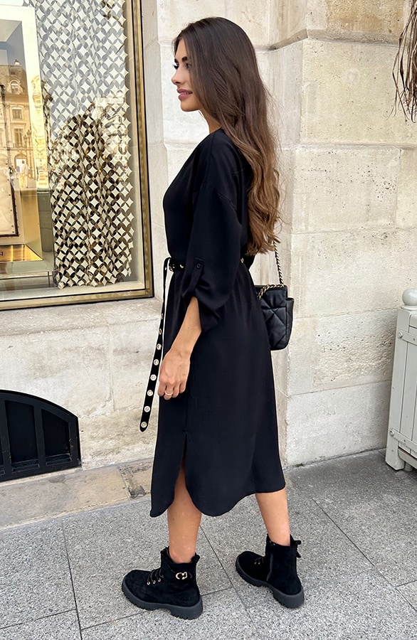 Palermo Pocket Jurk Long Sleeve Zwart – shoparchief, foto 6