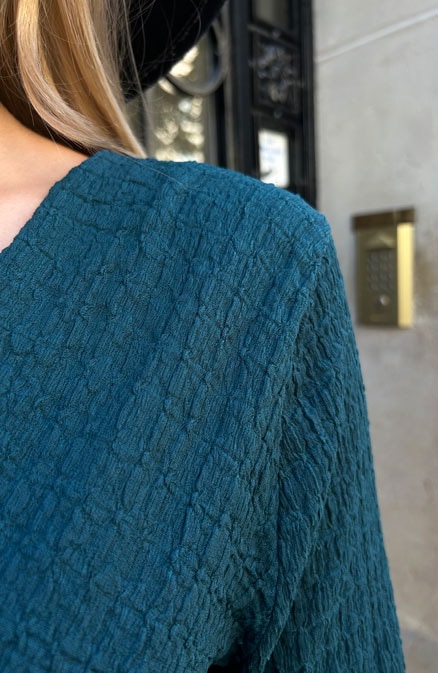 Smocked Jurk V-Hals Smaragd – shoparchief, foto 10