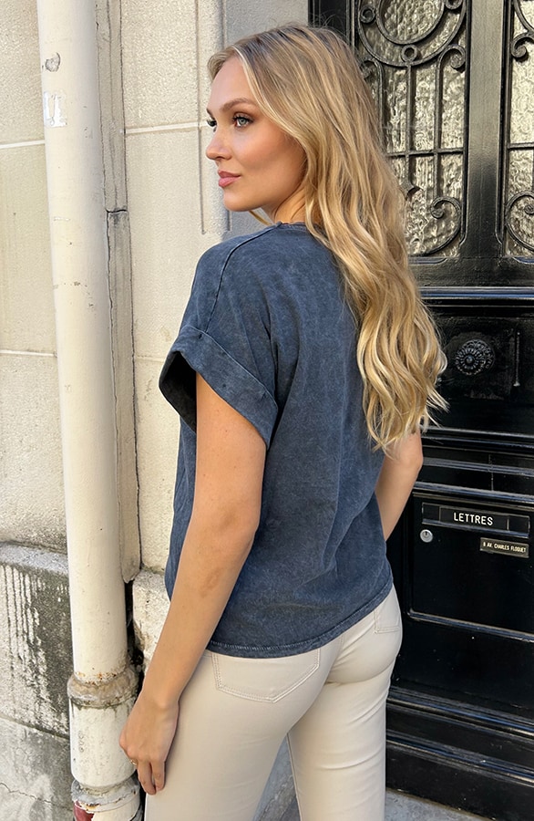 Stonewash T-shirt Rock N Roll Paars – shoparchief, foto 4