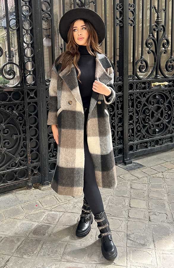 Ultra Oversized Soft Coat Geblokt – shoparchief, foto 6