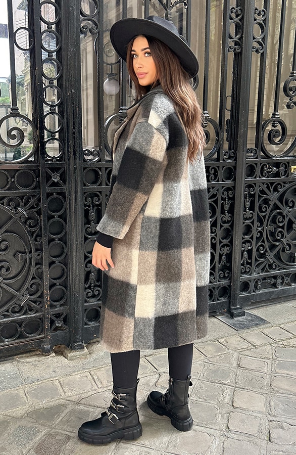 Ultra Oversized Soft Coat Geblokt – shoparchief, foto 4