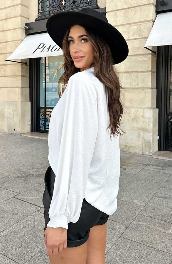 V-Hals Blouse Rome Ecru – blouses, foto 6
