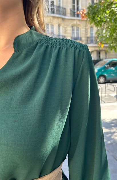 V-hals Jurk Met Schouderdetail Smaragd – shoparchief, foto 5