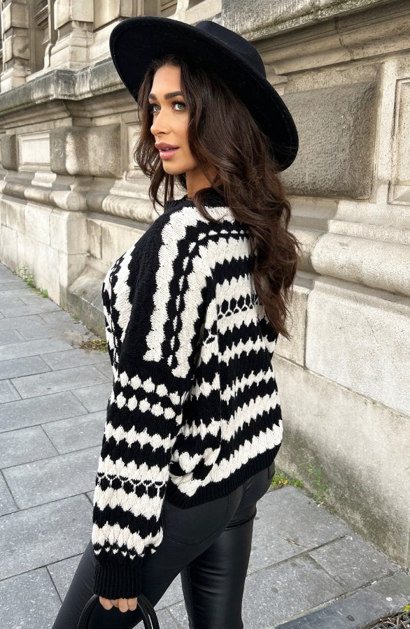 Boho Knitted Sweater Zwart – shoparchief, foto 6