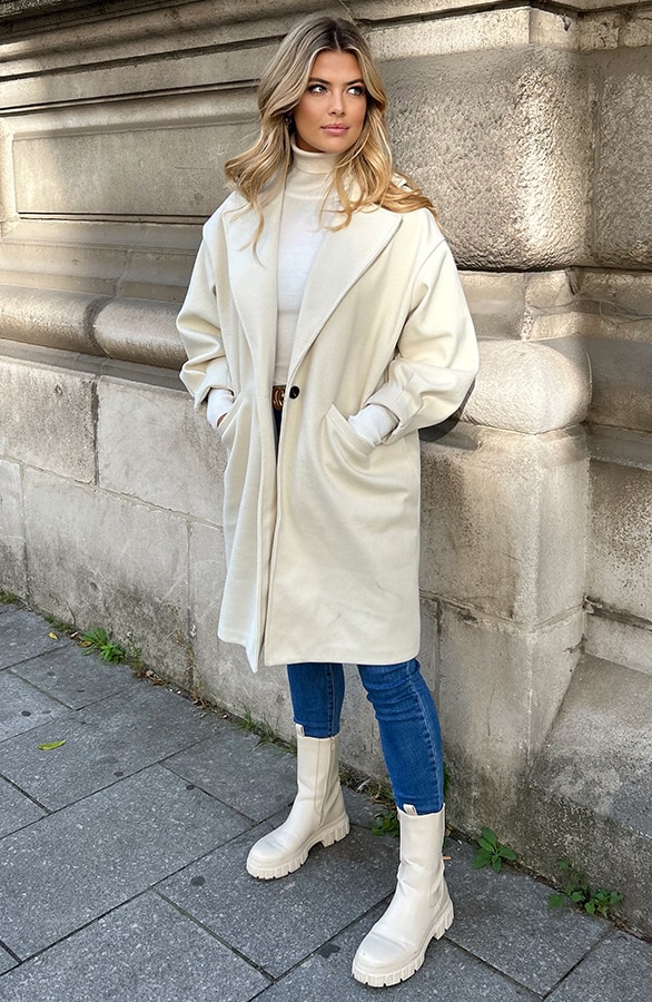 Luxury Oversized Coat Beige – shoparchief, foto 6