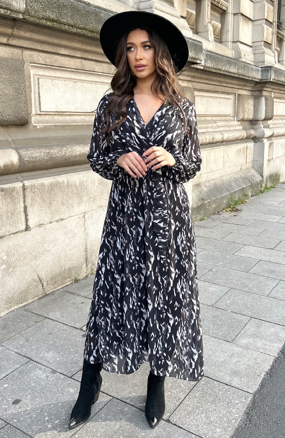 Maxi V-hals Jurk Print – shoparchief, foto 4