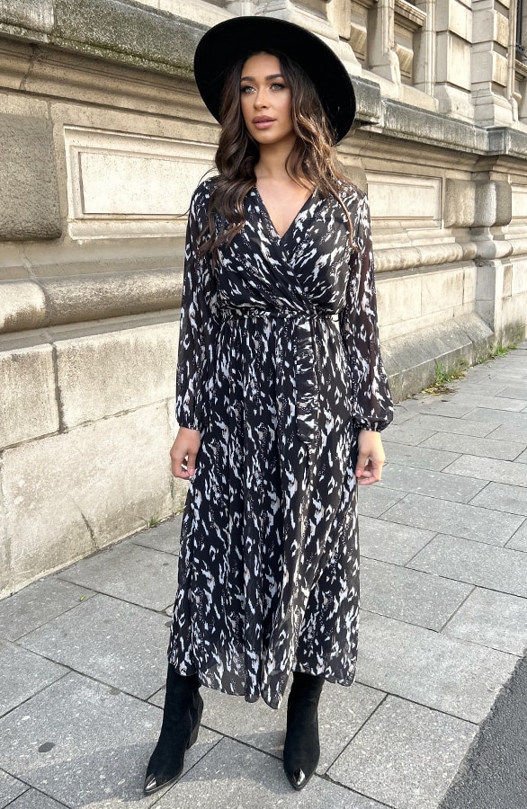 Maxi V-hals Jurk Print – shoparchief