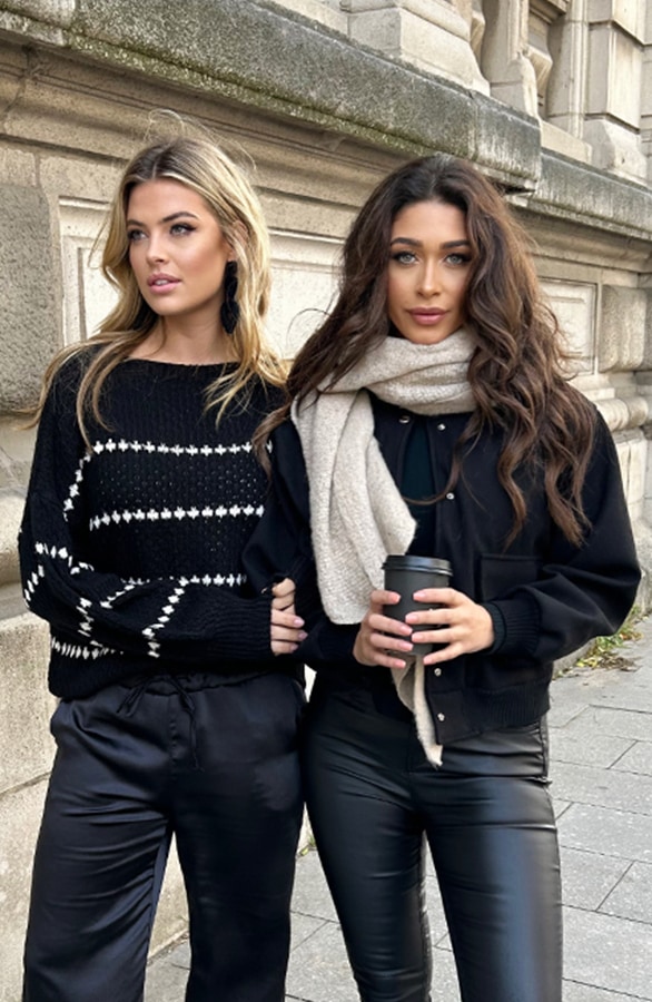Oversized Stipjes Trui Zwart – shoparchief, foto 3