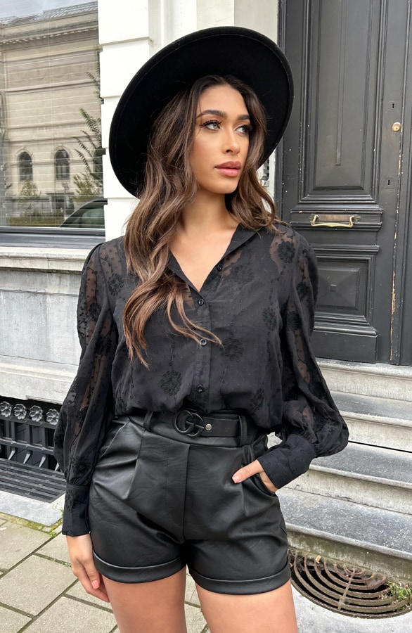 See Through Blouse Zwart – shoparchief, foto 4