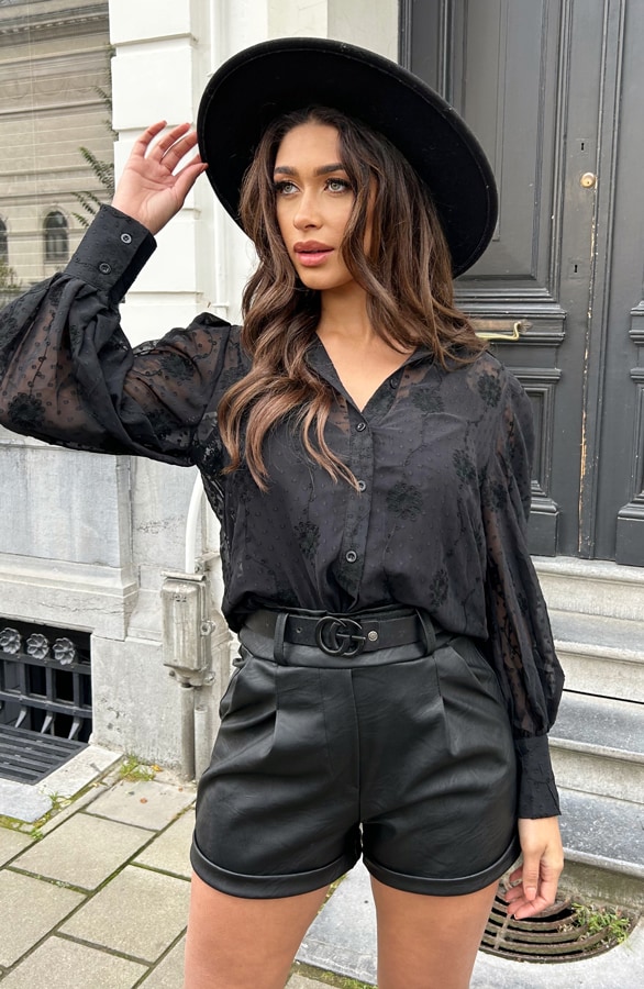 See Through Blouse Zwart – shoparchief, foto 6