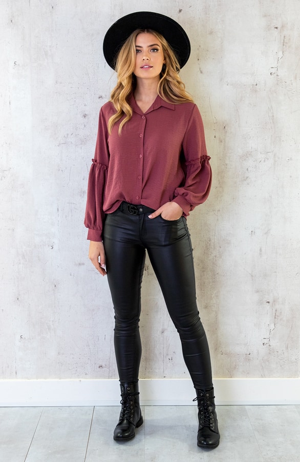 Blouse Met Ruches Mouw Dust Roze – shoparchief, foto 5