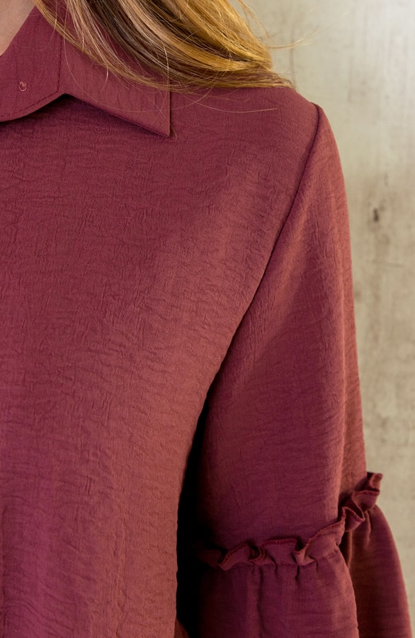 Blouse Met Ruches Mouw Dust Roze – shoparchief, foto 6