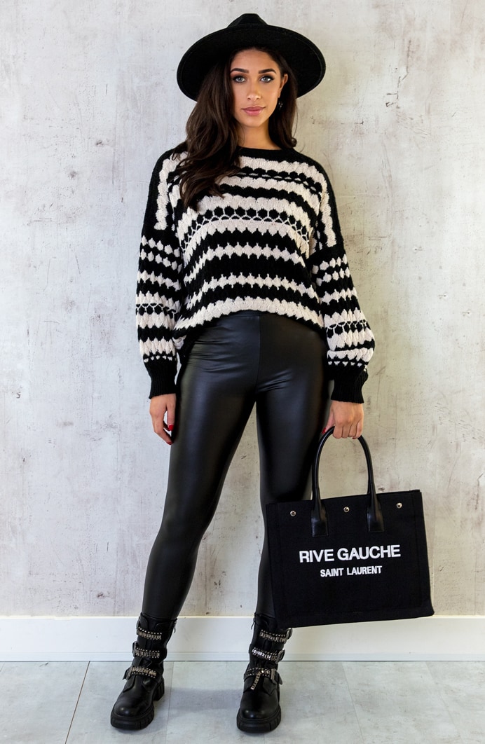 Boho Knitted Sweater Zwart – shoparchief, foto 11
