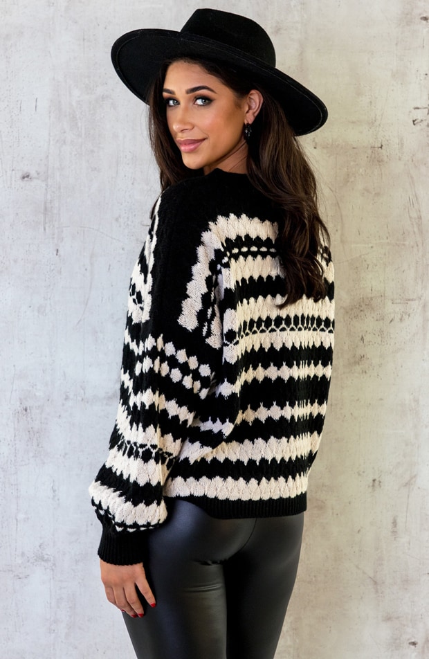 Boho Knitted Sweater Zwart – shoparchief, foto 9