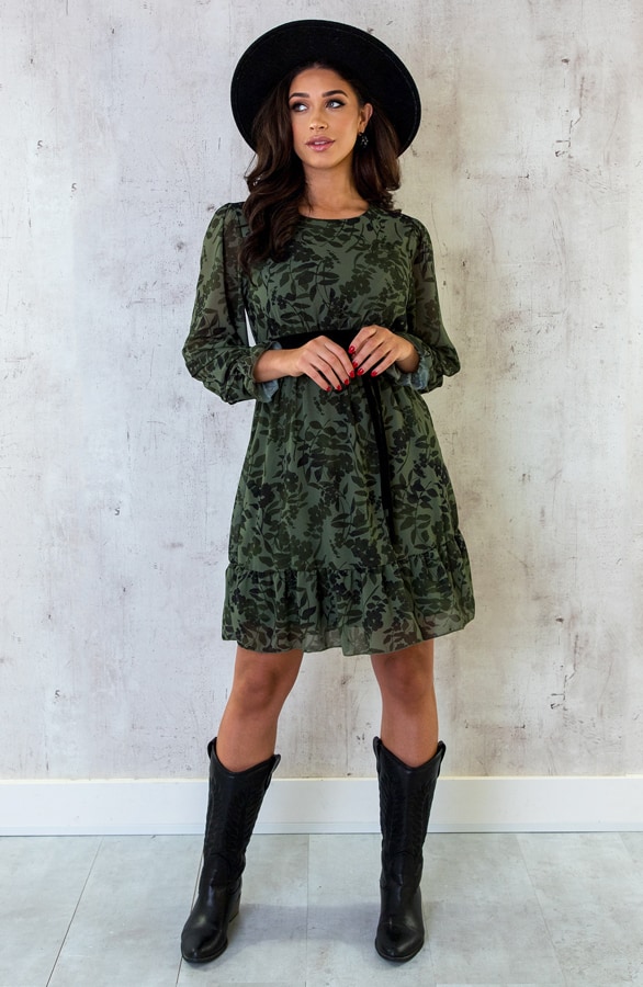Botanical Ruffle Jurk Army – shoparchief, foto 6