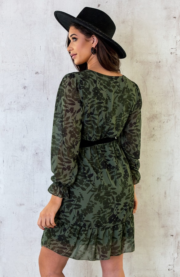Botanical Ruffle Jurk Army – shoparchief, foto 4