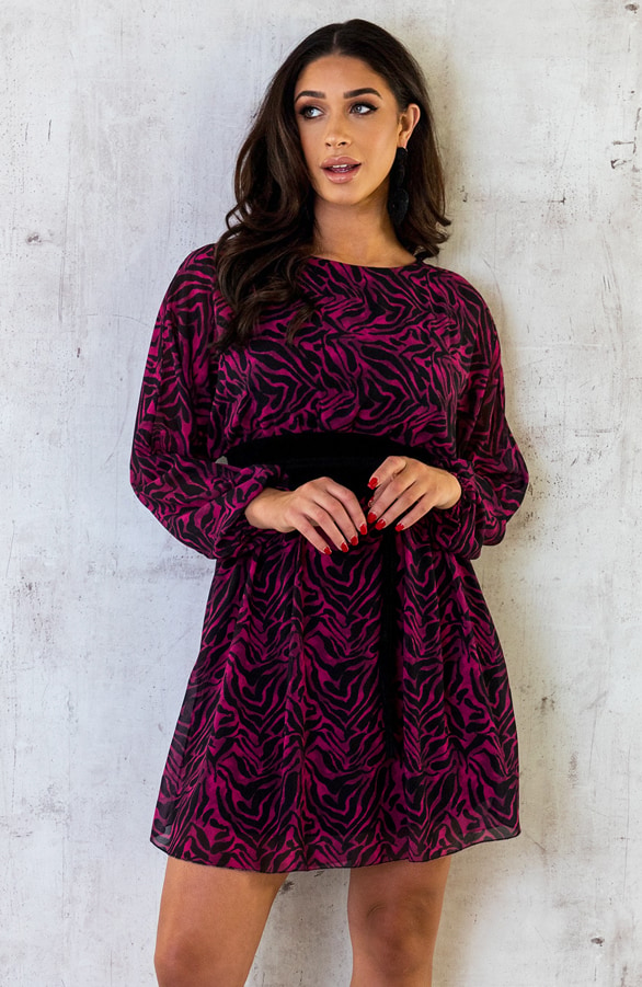 Casual Print Jurk Magenta – shoparchief