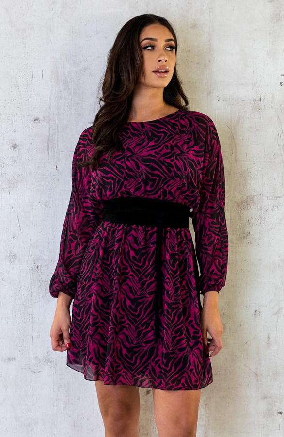 Casual Print Jurk Magenta – shoparchief, foto 2