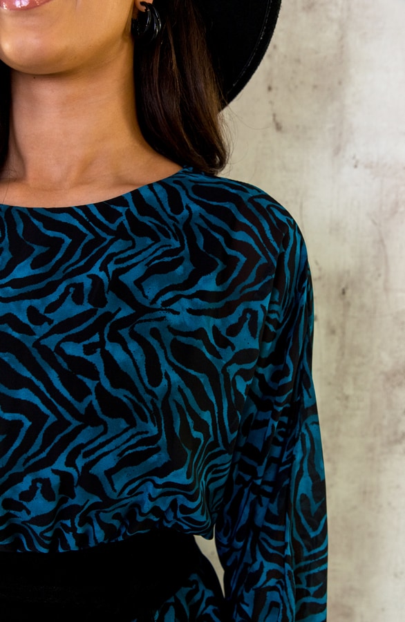 Casual Print Jurk Petrol – shoparchief, foto 6