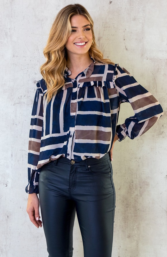 Chiffon Blouse Navy – shoparchief, foto 2