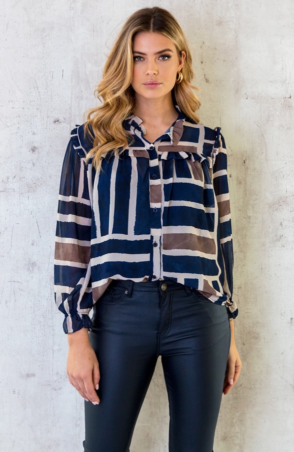 Chiffon Blouse Navy – shoparchief