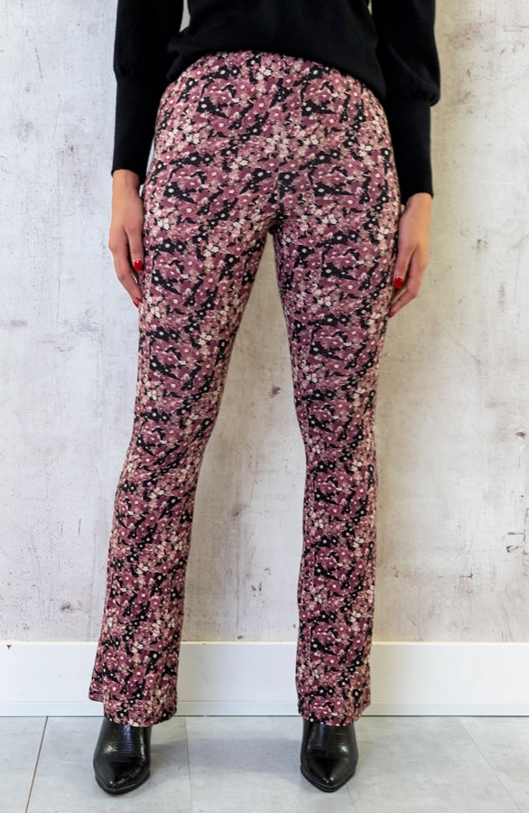 Flared Broek Bloemenprint Dust Roze – shoparchief, foto 9
