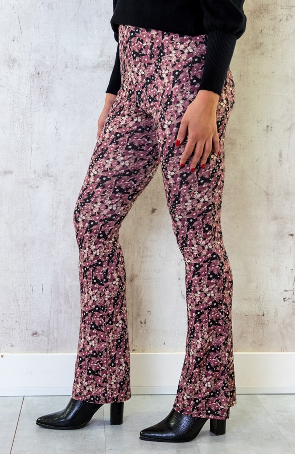 Flared Broek Bloemenprint Dust Roze – shoparchief, foto 11