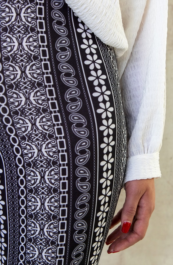 Flared Broek Print Zwart – shoparchief, foto 2