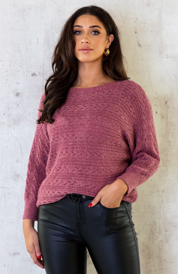 Gehaakte Top Lurex Longsleeve Dust Roze – shoparchief, foto 2