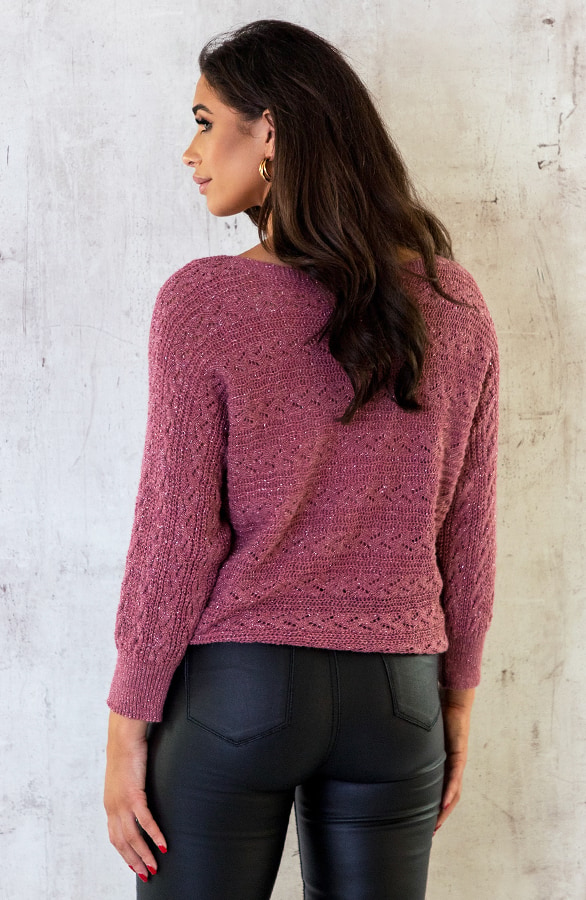 Gehaakte Top Lurex Longsleeve Dust Roze – shoparchief, foto 4