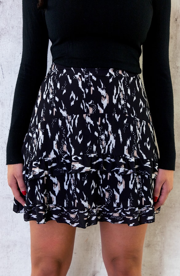 Laagjes Ruffle Rok Zwart Beige – shoparchief, foto 4