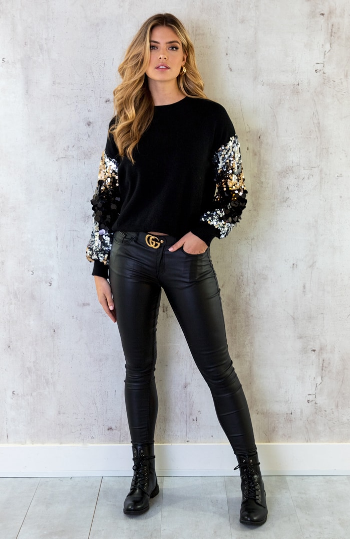 Limited Trui Pailletmouwen Zwart – shoparchief, foto 3