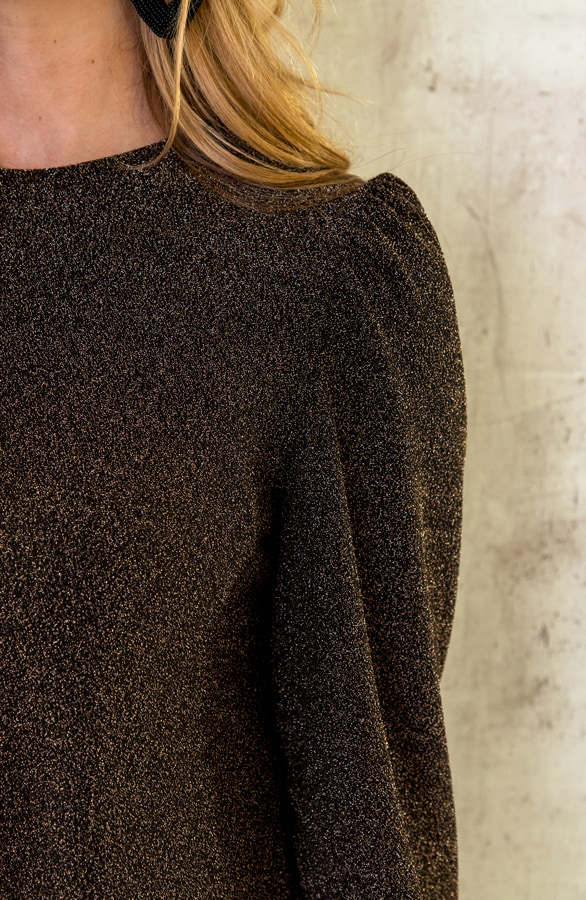 Lurex Ruffle Jurk Goud – shoparchief, foto 5