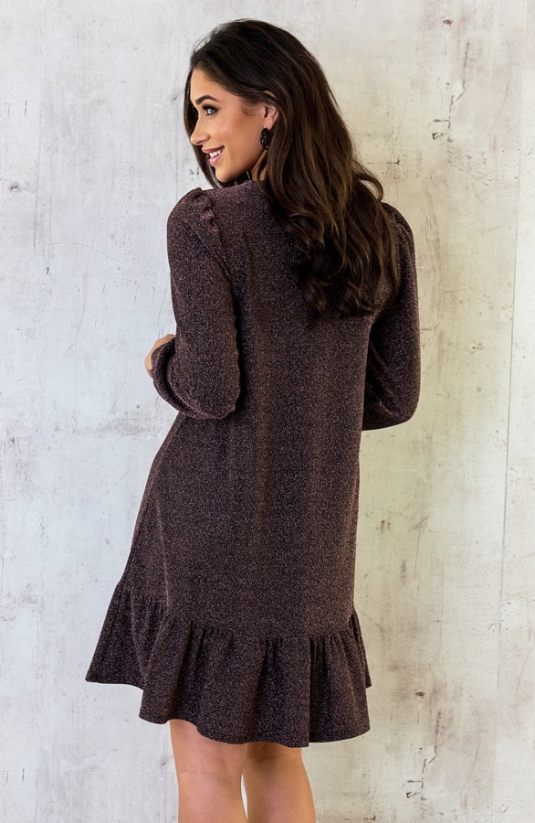 Lurex Ruffle Jurk Rosé – shoparchief, foto 3