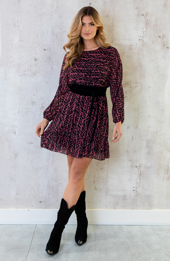Print Jurk Sleeve Dust Roze – shoparchief, foto 3
