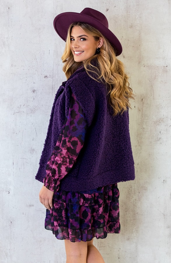 Teddy Gilet Oversized Dark Purple – shoparchief, foto 4
