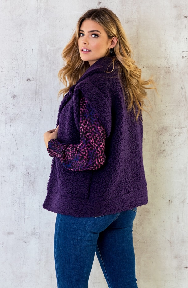 Teddy Gilet Oversized Dark Purple – shoparchief, foto 7