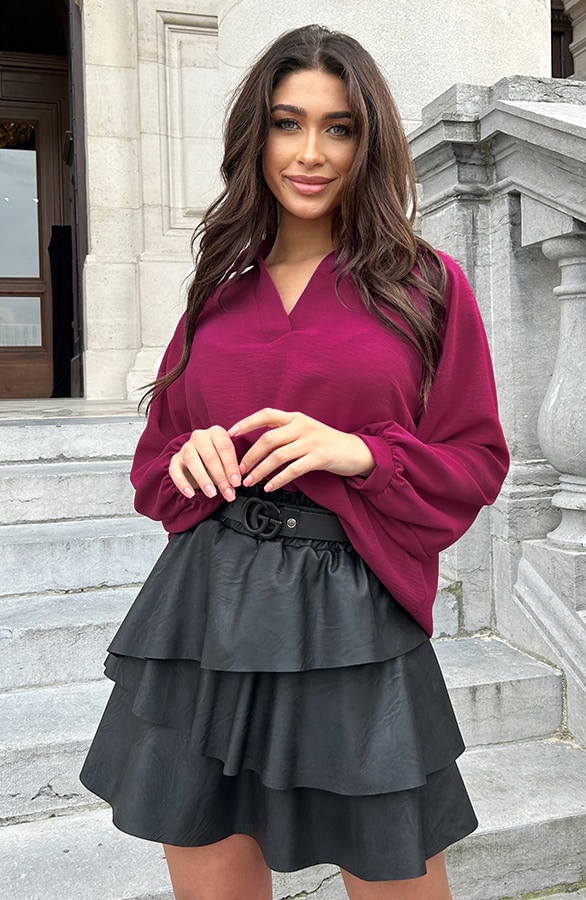 V-Hals Blouse Rome Magenta – shoparchief, foto 2