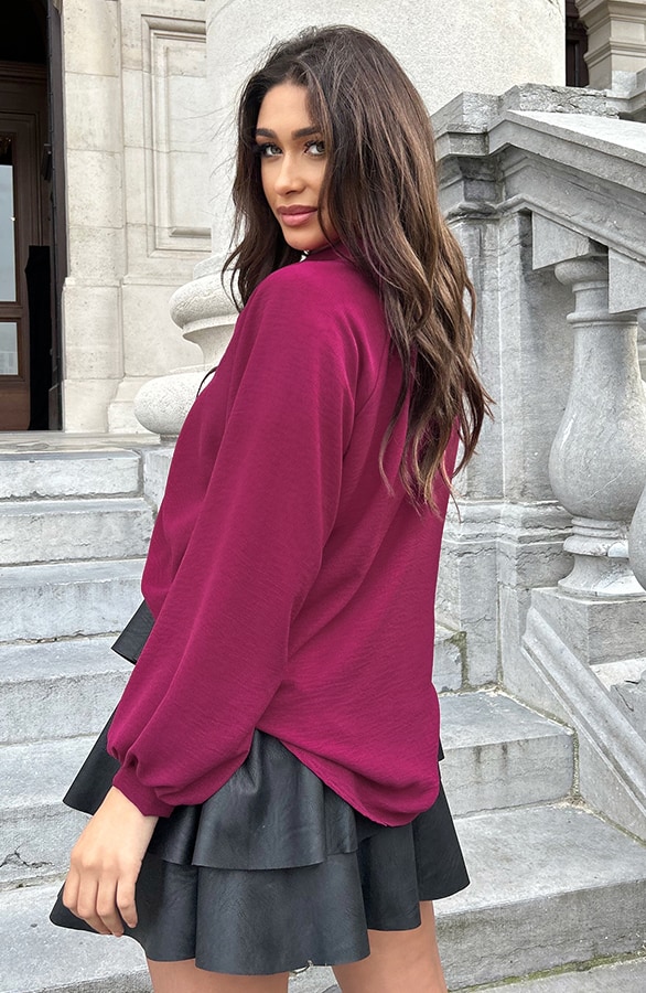V-Hals Blouse Rome Magenta – shoparchief, foto 3