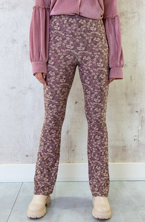 Flared Broek Bloemenprint Mauve – shoparchief, foto 2
