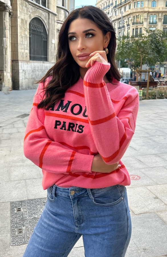 Amour Paris Sweater Roze Oranje – shoparchief, foto 3
