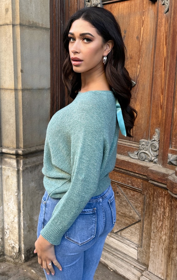 Back Bow Detail Sweater Mint – shoparchief, foto 9