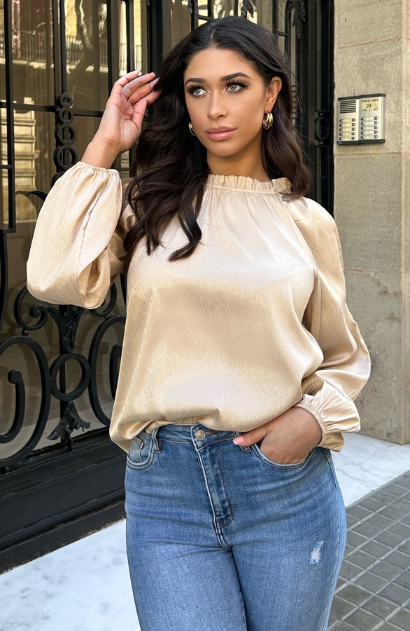 Blouse Met Cut Out Goud – shoparchief, foto 2