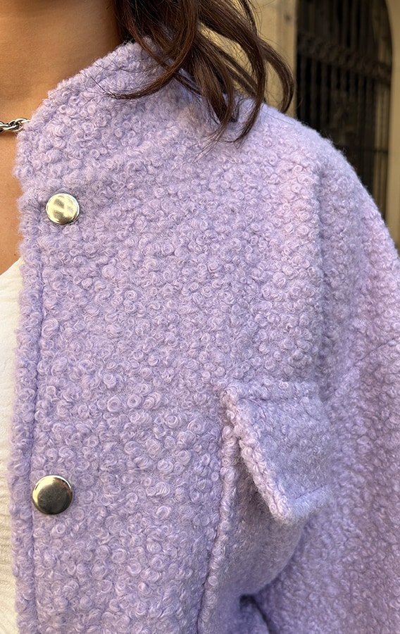 Bouclé Bomber Jacket Lila – shoparchief, foto 6